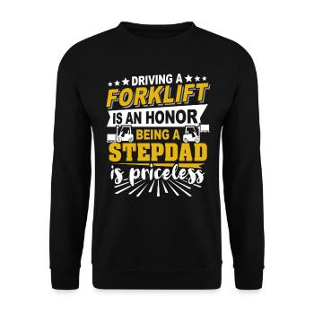 Gabelstapler Stiefpapa Staplerfahrer - Unisex Pullover - Schwarz - Vorne - Alina (178cm) & Michal (187cm)