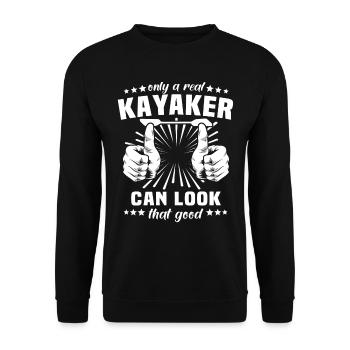 Kayaker Kayaking - Unisex Pullover - Schwarz - Vorne - Alina (178cm) & Michal (187cm)