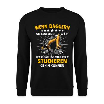 Baggerführer Bagger Baggerfahrer - Unisex Pullover - Schwarz - Vorne - Alina (178cm) & Michal (187cm)