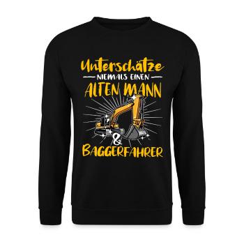 Baggerführer Bagger Baggerfahrer - Unisex Pullover - Schwarz - Vorne - Alina (178cm) & Michal (187cm)
