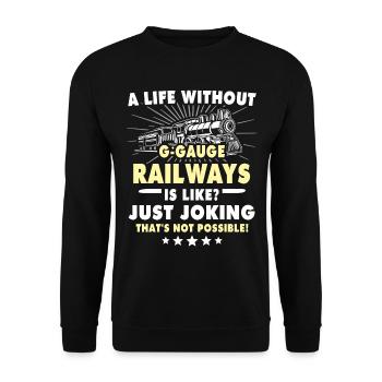 Chemin de fer miniature de jardin Écartement G - Sweat-shirt Unisexe - noir - Devant - Alina (178cm) & Michal (187cm)