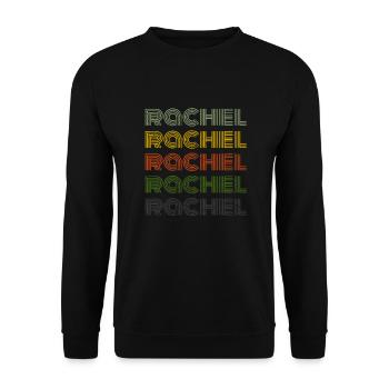 70s Retro Name Vintage Personalized Rachel - Unisex Sweatshirt - black - Front - Alina (178cm) & Michal (187cm)