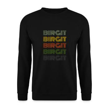 70er Retro Name Vintage Personalisieres Birgit - Unisex Pullover - Schwarz - Vorne - Alina (178cm) & Michal (187cm)