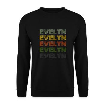 70er Retro Name Vintage Personalisieres Evelyn - Unisex Pullover - Schwarz - Vorne - Alina (178cm) & Michal (187cm)