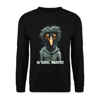 G'day Mate: Australian Emu Cartoon - Unisex Sweatshirt - black - Front - Alina (178cm) & Michal (187cm)