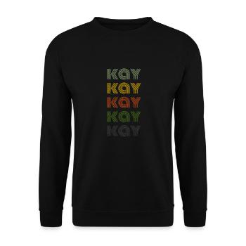 70er Retro Name Vintage Personalisieres Kay - Unisex Pullover - Schwarz - Vorne - Alina (178cm) & Michal (187cm)