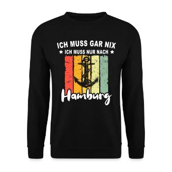 Lustige Hamburg Sprüche - Unisex Pullover - Schwarz - Vorne - Alina (178cm) & Michal (187cm)