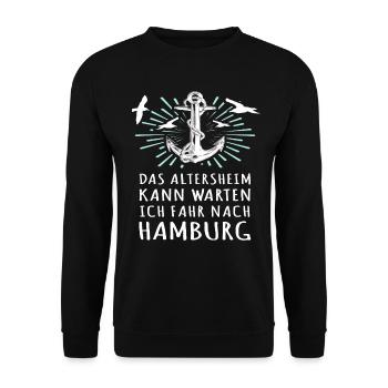 Lustige Hamburg Sprüche - Unisex Pullover - Schwarz - Vorne - Alina (178cm) & Michal (187cm)
