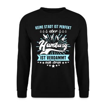 Lustige Hamburg Sprüche - Unisex Pullover - Schwarz - Vorne - Alina (178cm) & Michal (187cm)