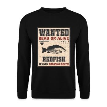 Gesucht Fisch - Rotbarsch Angeln - Unisex Pullover - Schwarz - Vorne - Alina (178cm) & Michal (187cm)