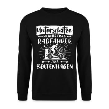 Boltenhagen Fahrrad Boltenhagener Radfahrer - Unisex Pullover - Schwarz - Vorne - Alina (178cm) & Michal (187cm)