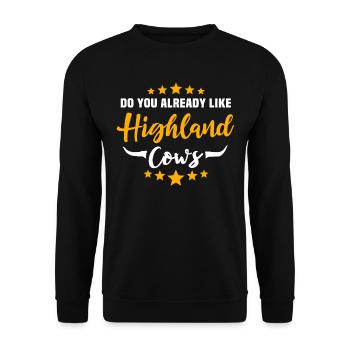 Vache bovine des Highlands - Sweat-shirt Unisexe - noir - Devant - Alina (178cm) & Michal (187cm)