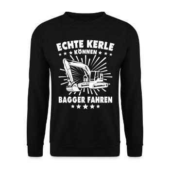 Baggerführer Bagger Baggerfahrer - Unisex Pullover - Schwarz - Vorne - Alina (178cm) & Michal (187cm)