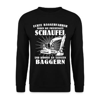 Baggerführer Bagger Baggerfahrer - Unisex Pullover - Schwarz - Vorne - Alina (178cm) & Michal (187cm)
