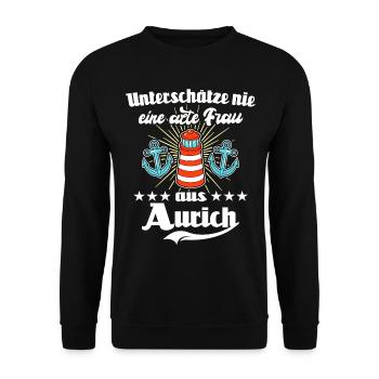 Aurich Frau Auricherin - Unisex Pullover - Schwarz - Vorne - Alina (178cm) & Michal (187cm)