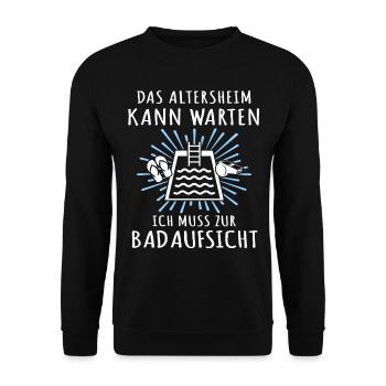 Bademeister Schwimmmeister - Unisex Pullover - Schwarz - Vorne - Alina (178cm) & Michal (187cm)