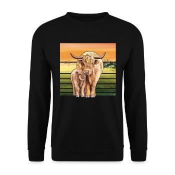 Vache bovine des Highlands - Sweat-shirt Unisexe - noir - Devant - Alina (178cm) & Michal (187cm)