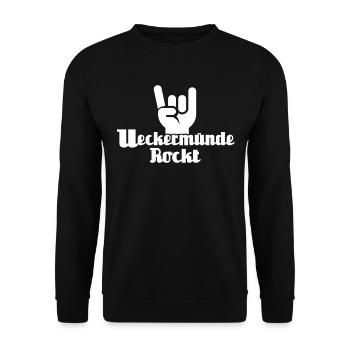 Ueckermünde Sprüche Ueckermünder Spruch - Unisex Pullover - Schwarz - Vorne - Alina (178cm) & Michal (187cm)