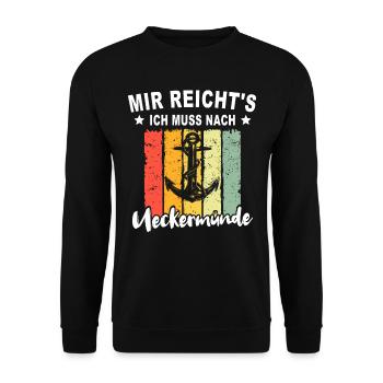 Ueckermünde Sprüche Ueckermünder Spruch - Unisex Pullover - Schwarz - Vorne - Alina (178cm) & Michal (187cm)