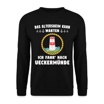 Ueckermünde Sprüche Ueckermünder Spruch - Unisex Pullover - Schwarz - Vorne - Alina (178cm) & Michal (187cm)