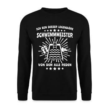 Schwimmmeister Bademeister - Unisex Pullover - Schwarz - Vorne - Alina (178cm) & Michal (187cm)