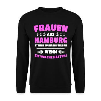Hamburg Frau Hamburger Frauen - Unisex Pullover - Schwarz - Vorne - Alina (178cm) & Michal (187cm)