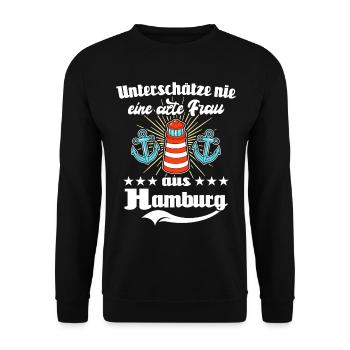 Hamburg Frau Hamburgerin - Unisex Pullover - Schwarz - Vorne - Alina (178cm) & Michal (187cm)