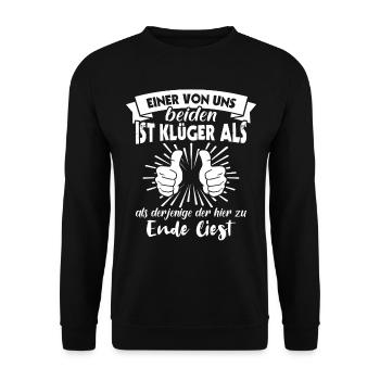 Klugscheisser Sarkasmus - Unisex Pullover - Schwarz - Vorne - Alina (178cm) & Michal (187cm)