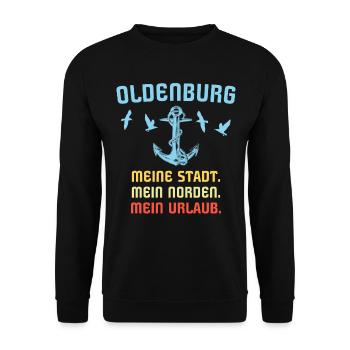 Oldenburg Sprüche Oldenburger Spruch - Unisex Pullover - Schwarz - Vorne - Alina (178cm) & Michal (187cm)