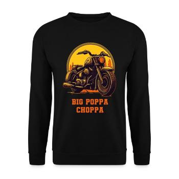 Big Papa Chopper Dad – Motorrad - Unisex Pullover - Schwarz - Vorne - Alina (178cm) & Michal (187cm)