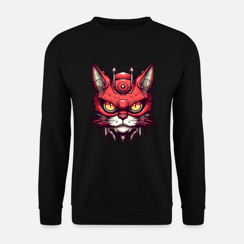 Urbaner Mecha-Tech-Kater-Katze - Unisex Pullover - Schwarz