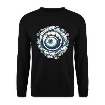 Aqua Wave Eye - Unisex Sweatshirt - black - Front - Alina (178cm) & Michal (187cm)