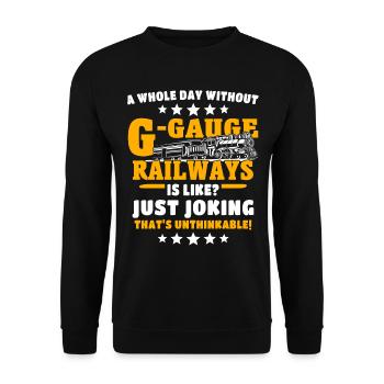 Garteneisenbahn Modelleisenbahn Spur G - Unisex Pullover - Schwarz - Vorne - Alina (178cm) & Michal (187cm)