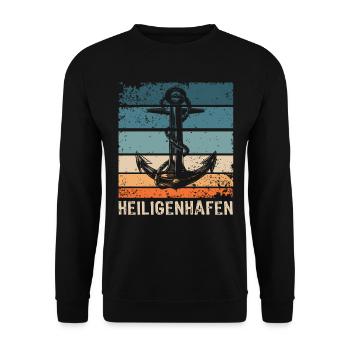 Heiligenhafen Sprüche Heiligenhafener Spruch - Unisex Pullover - Schwarz - Vorne - Alina (178cm) & Michal (187cm)