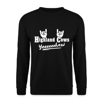 Hochlandrind Highland Cow - Unisex Pullover - Schwarz - Vorne - Alina (178cm) & Michal (187cm)