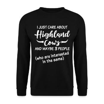 Highland Cow - Unisex Pullover - Schwarz - Vorne - Alina (178cm) & Michal (187cm)