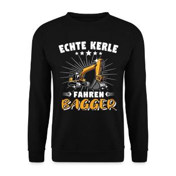Bagger Baggerfahrer Baggern - Unisex Pullover - Schwarz - Vorne - Alina (178cm) & Michal (187cm)