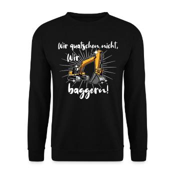 Bagger Baggerfahrer Baggern - Unisex Pullover - Schwarz - Vorne - Alina (178cm) & Michal (187cm)