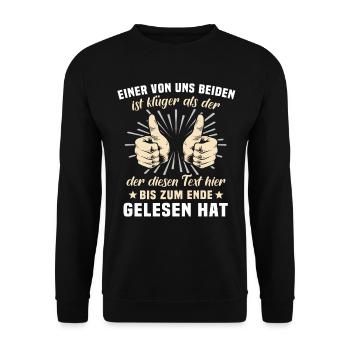Lustige Sprüche Klüger Als Du - Unisex Pullover - Schwarz - Vorne - Alina (178cm) & Michal (187cm)