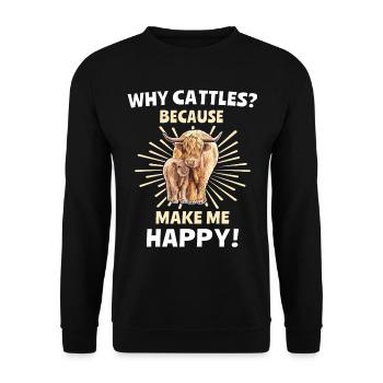 Hochlandrinder Happy Highland Cow - Unisex Pullover - Schwarz - Vorne - Alina (178cm) & Michal (187cm)