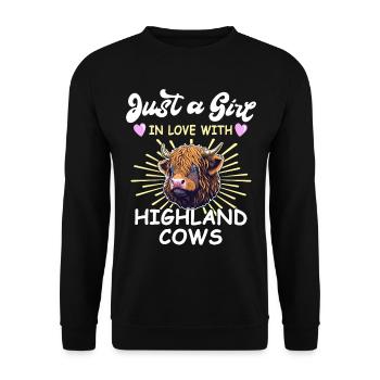 Hochlandrinder Mädchen Highland Cow - Unisex Pullover - Schwarz - Vorne - Alina (178cm) & Michal (187cm)