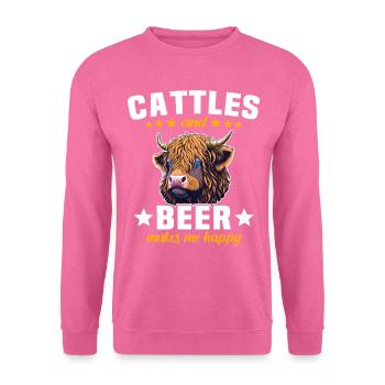 Highland Cattle Bière Highland Cow - Sweat-shirt Unisexe - rose - Devant
