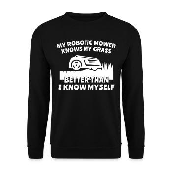 Tondeuse robot - Sweat-shirt Unisexe - noir - Devant - Alina (178cm) & Michal (187cm)
