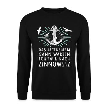 Zinnowitzer Spruch Zinnowitz - Unisex Pullover - Schwarz - Vorne - Alina (178cm) & Michal (187cm)