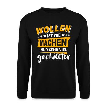 Wollen Machen Chillen - Unisex Pullover - Schwarz - Vorne - Alina (178cm) & Michal (187cm)