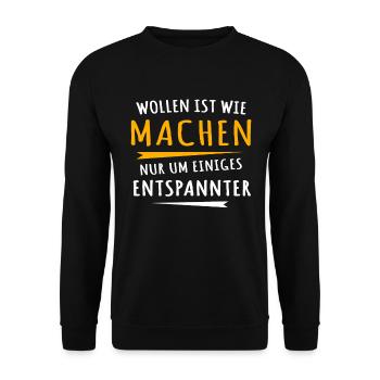 Wollen Machen Chillen - Unisex Pullover - Schwarz - Vorne - Alina (178cm) & Michal (187cm)