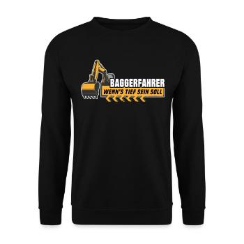 Baggerfahrer Bagger - Unisex Pullover - Schwarz - Vorne - Alina (178cm) & Michal (187cm)