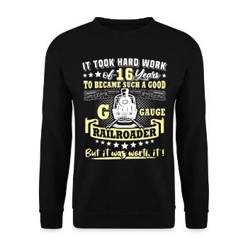 Gartenbahn 16. Geburtstag Garten Eisenbahn Spur G - Unisex Pullover - Schwarz - Vorne - Alina (178cm) & Michal (187cm)