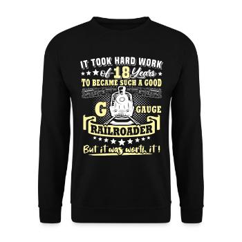 Gartenbahn 18. Geburtstag Garten Eisenbahn Spur G - Unisex Pullover - Schwarz - Vorne - Alina (178cm) & Michal (187cm)