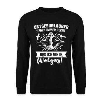 Wolgast Sprüche Wolgaster Spruch - Unisex Pullover - Schwarz - Vorne - Alina (178cm) & Michal (187cm)